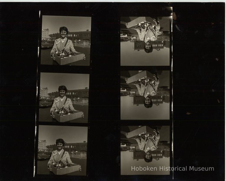 B+W negative contact sheet of images of Hoboken taken by John Conn. no date, [1976]. picture number 1