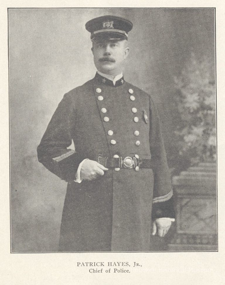 Printed B+W photograph of Patrick Hayes, Jr., Chief of Hoboken Police, Hoboken, ca. 1908. picture number 1