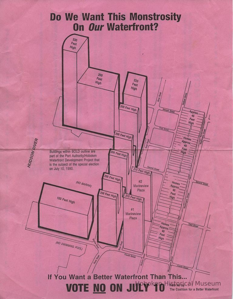 handbill1, side 1: map with site plans of proposed development