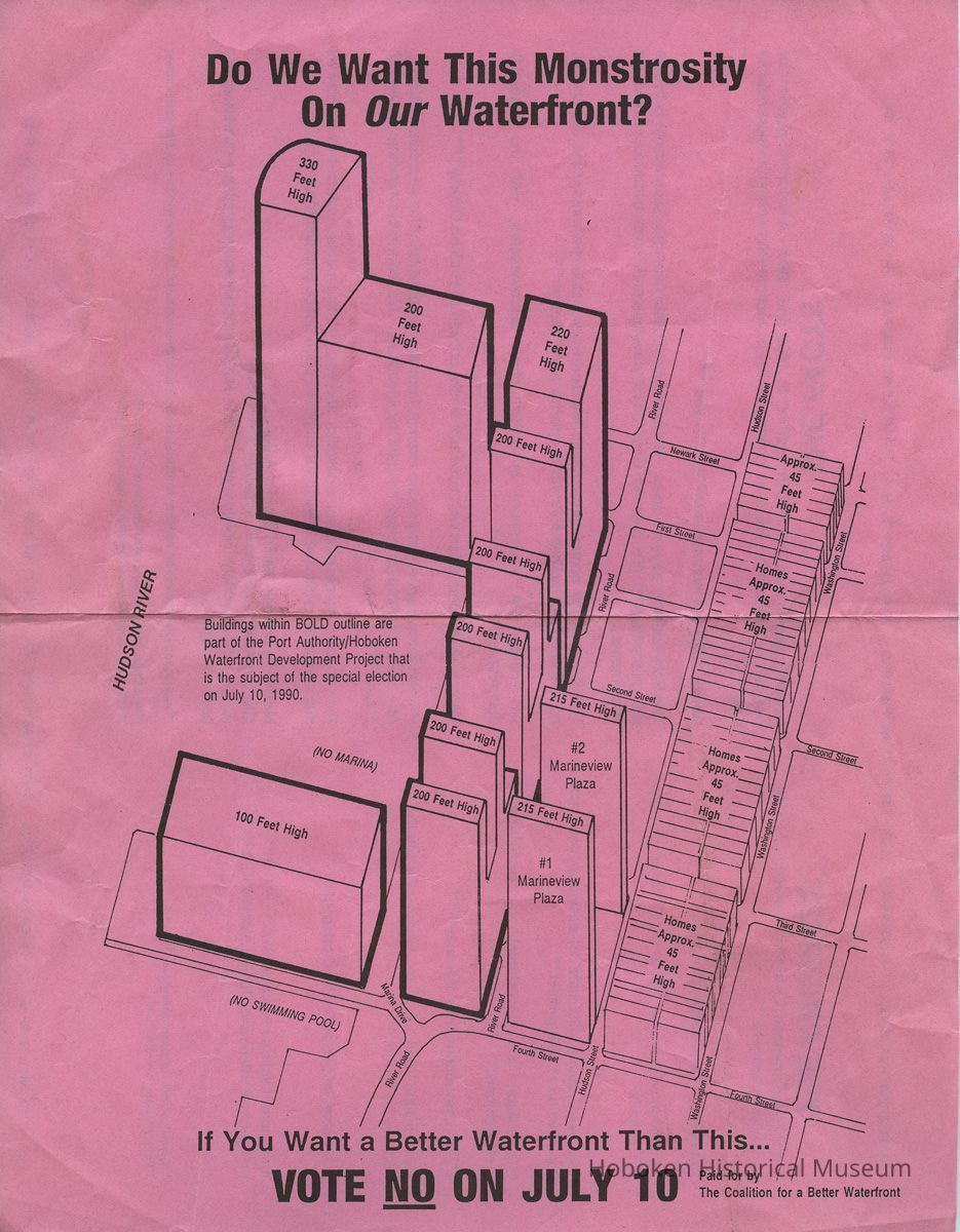 handbill1, side 1: map with site plans of proposed development