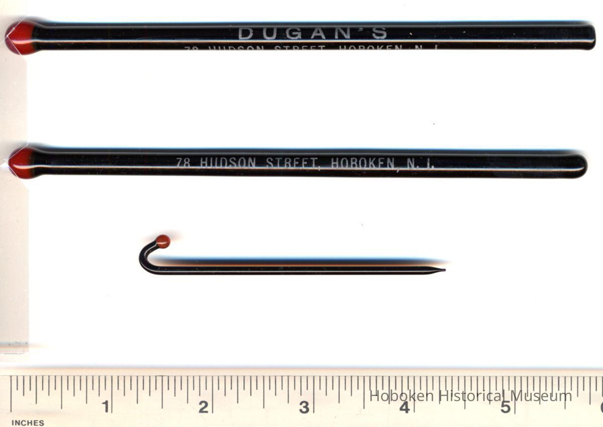 Swizzle sticks, 2: Dugan's, 78 Hudson Street, Hoboken, N.J. N.d, ca. late 1930s -1950s. picture number 1