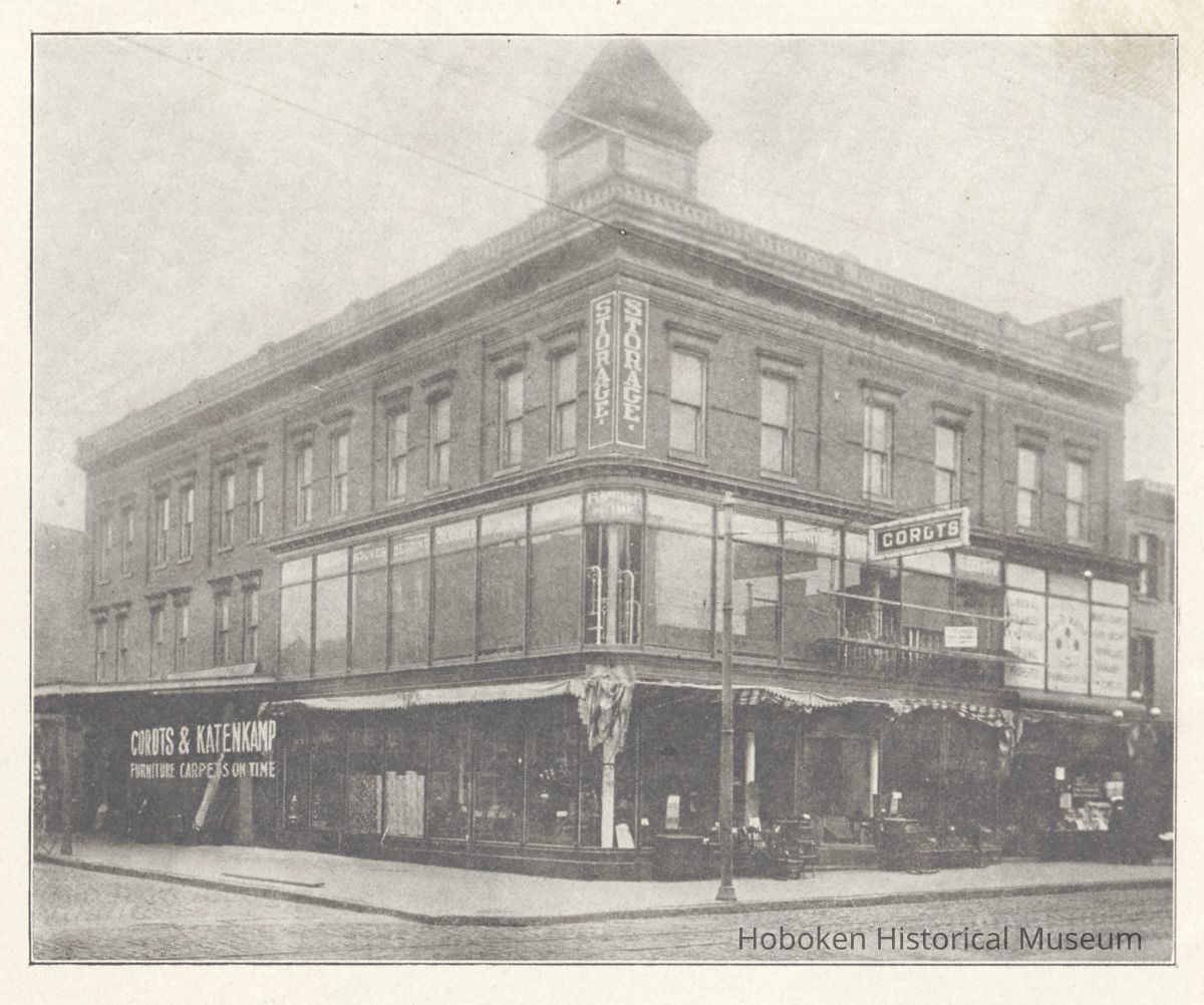 Printed B+W photograph of Cordts & Katenkamp Company, furniture, 216-218 First Street, Hoboken, no date, ca. 1905-1908. picture number 1