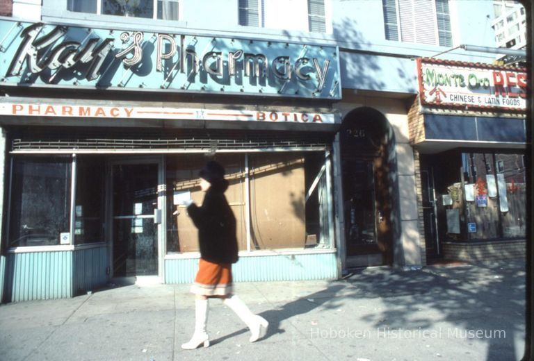 Color slide of storefront of the former Kay's Pharmacy, 326 Washington St., Hoboken, November, 1983. picture number 1