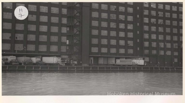 Digital image of B+W photo of the Hoboken waterfront, Hoboken, circa 1987. picture number 1