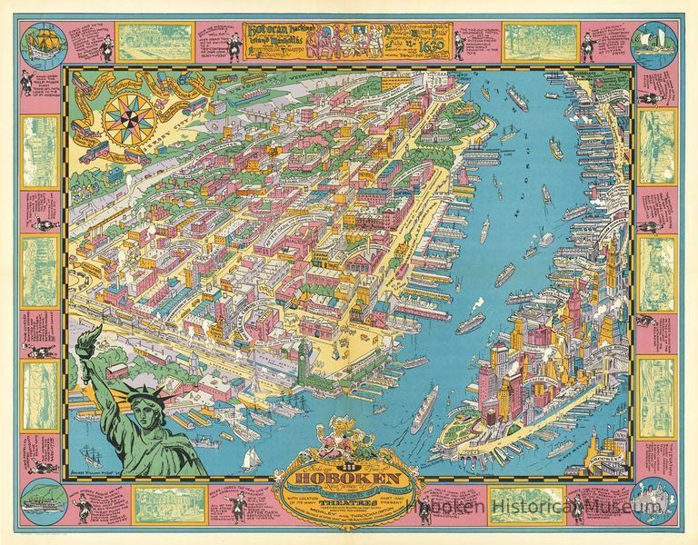 Map: Bird's-eye View of Hoboken, N.J., New York's Last Seacoast of Bohemia