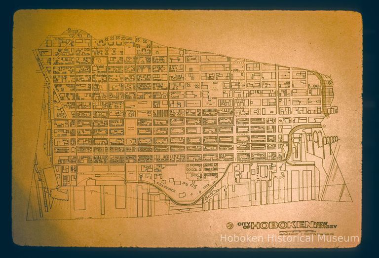 Color slide of city of Hoboken map by mayo lynch and associates, revised 1972 hoboken model cities picture number 1