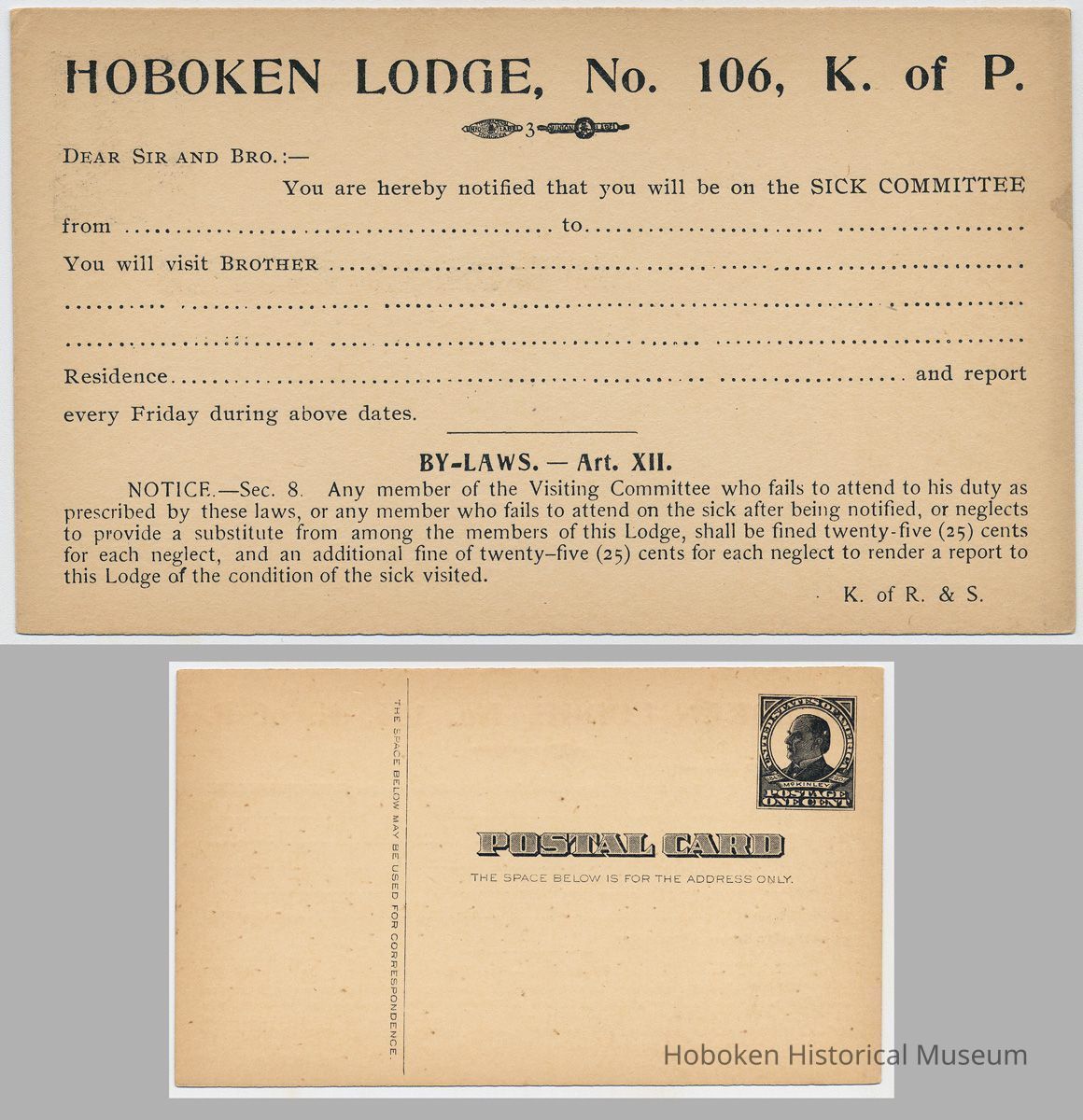 imprinted back enlarged with front (actual size) below