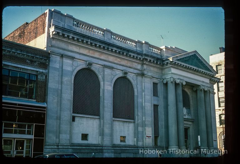 Color slide of eye-level view of façade at 47 Newark on the SE corner of Hudson and Newark picture number 1