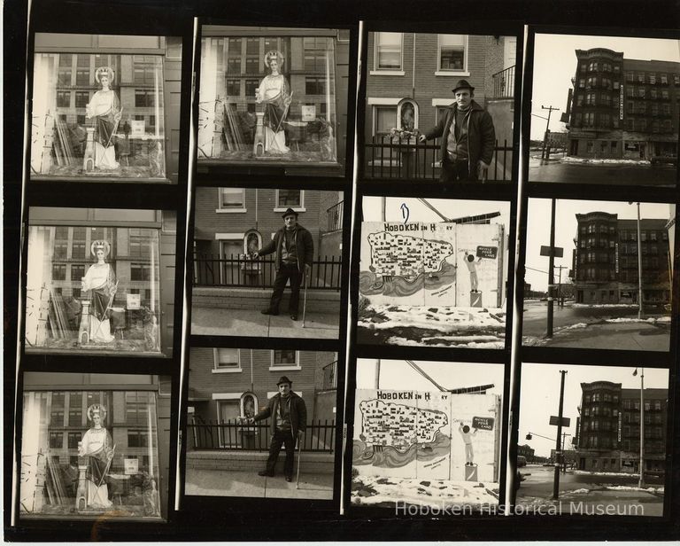 B+W negative contact sheet of images of Hoboken taken by John Conn. no date, [1976]. picture number 1