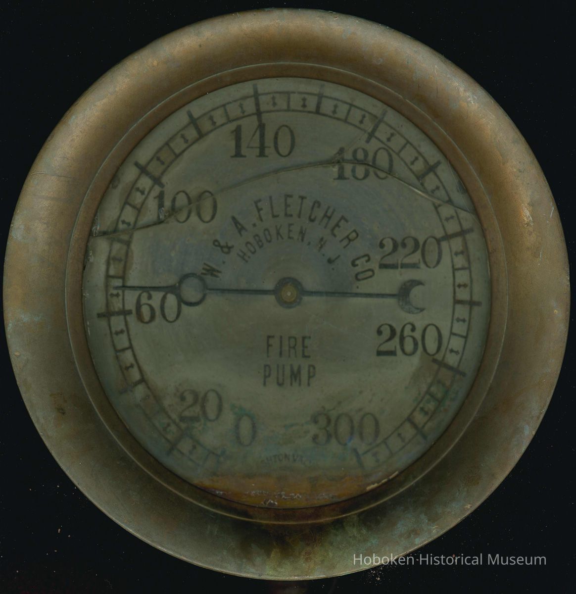 Fire pump water pressure gauge manufactured by W. & A. Fletcher Company, Hoboken, no date, ca. 1890-1928. picture number 1