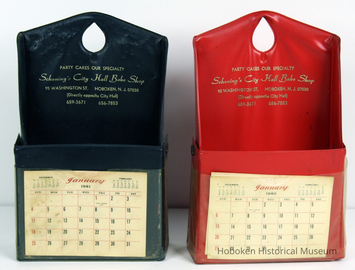 Wall pockets with calendars imprinted: Schoning's City Hall Bake Shop