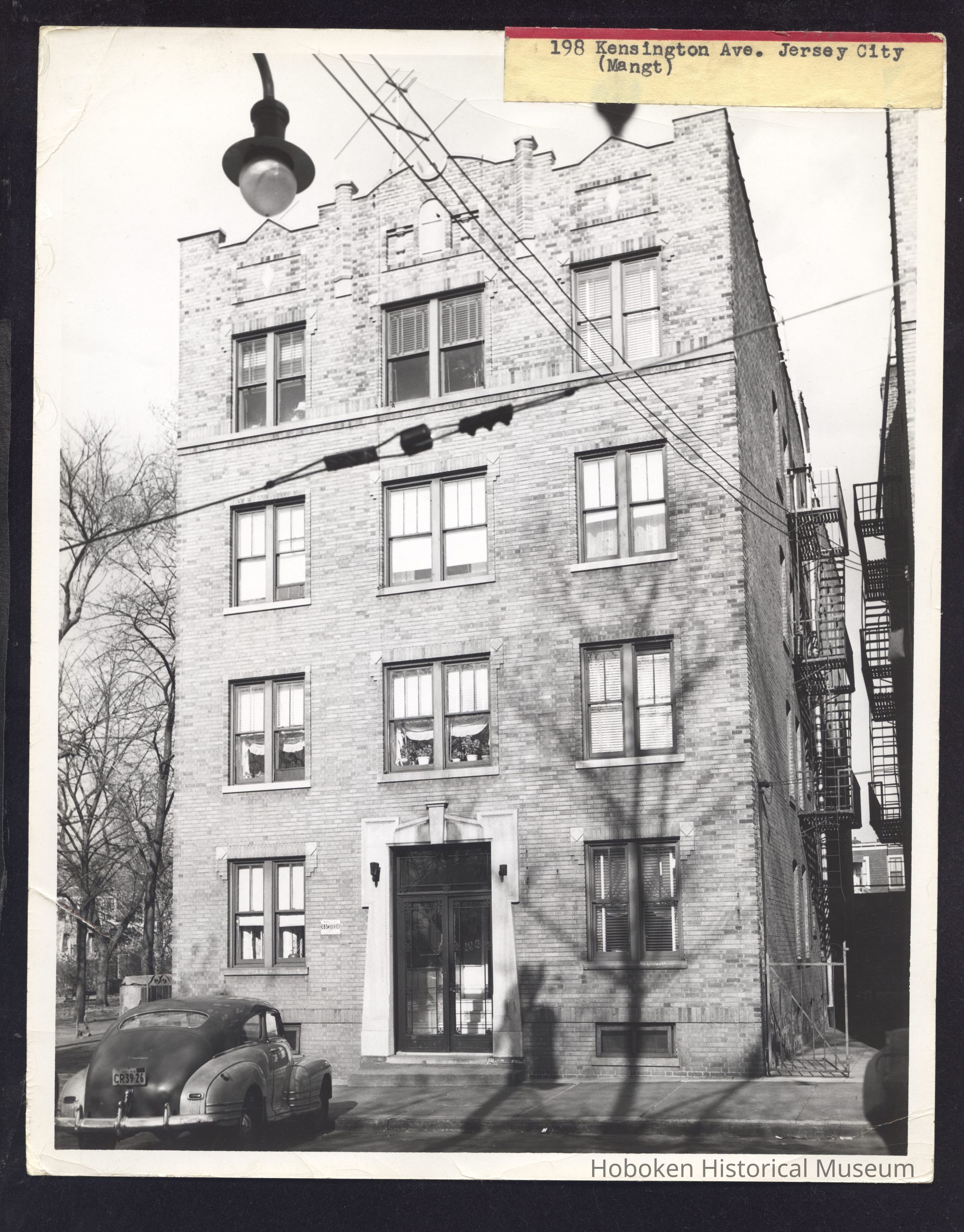 B&W photo of apartment building at 198 Kensington Avenue, Jersey City. picture number 1
