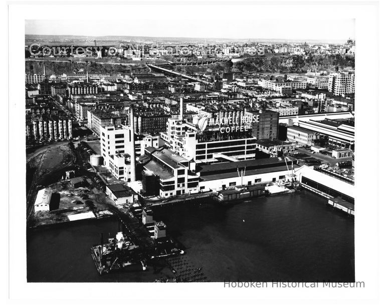 Aerial photo of the Maxwell House Coffee plant, February 17, 1949; Copyright: NJ State Archives