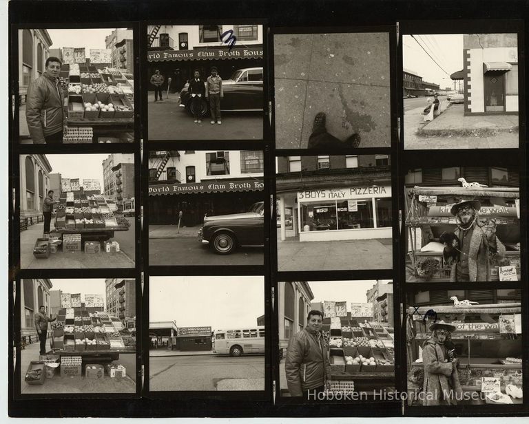 B+W negative contact sheet of images of Hoboken taken by John Conn. no date, [1976]. picture number 1