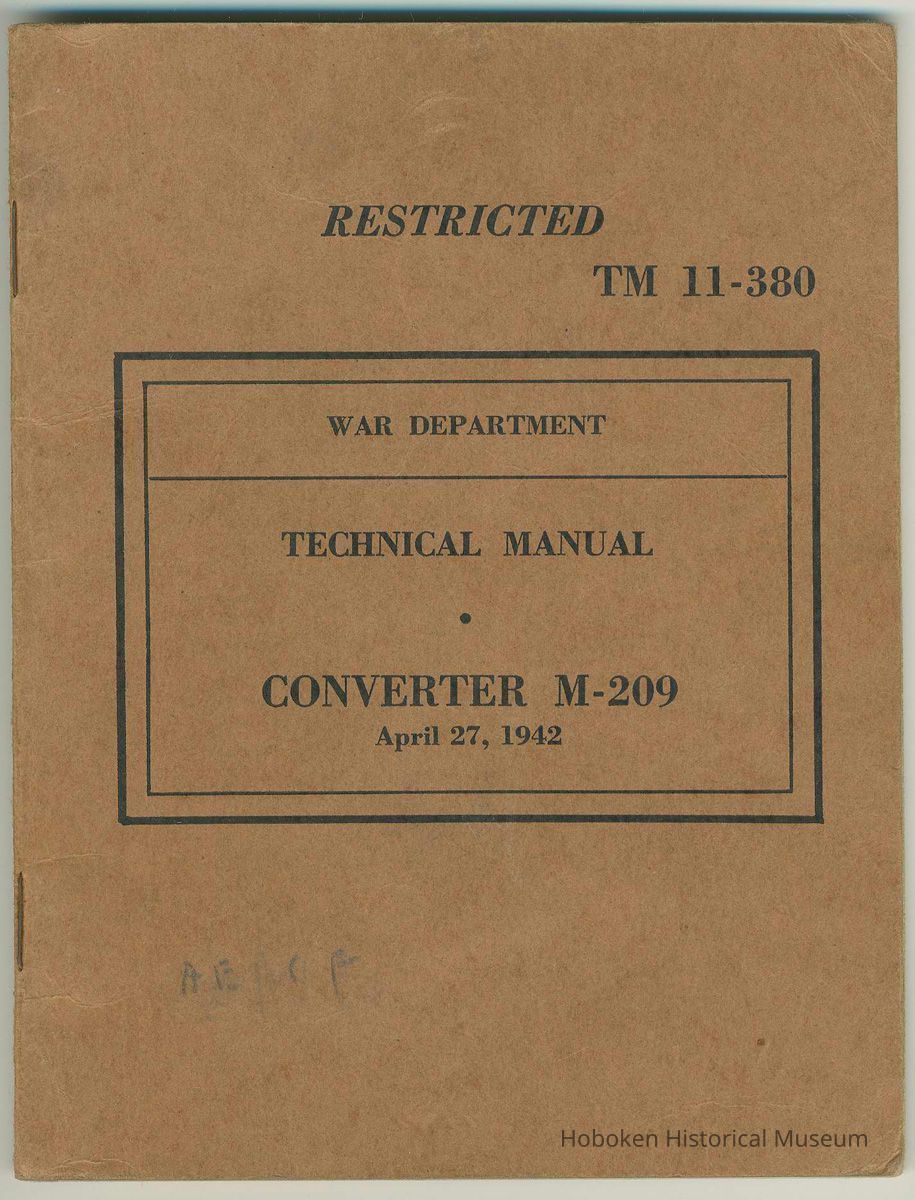 Restricted.War Department. Technical Manual TM 11-380. Converter M-209. April 27, 1942. picture number 1