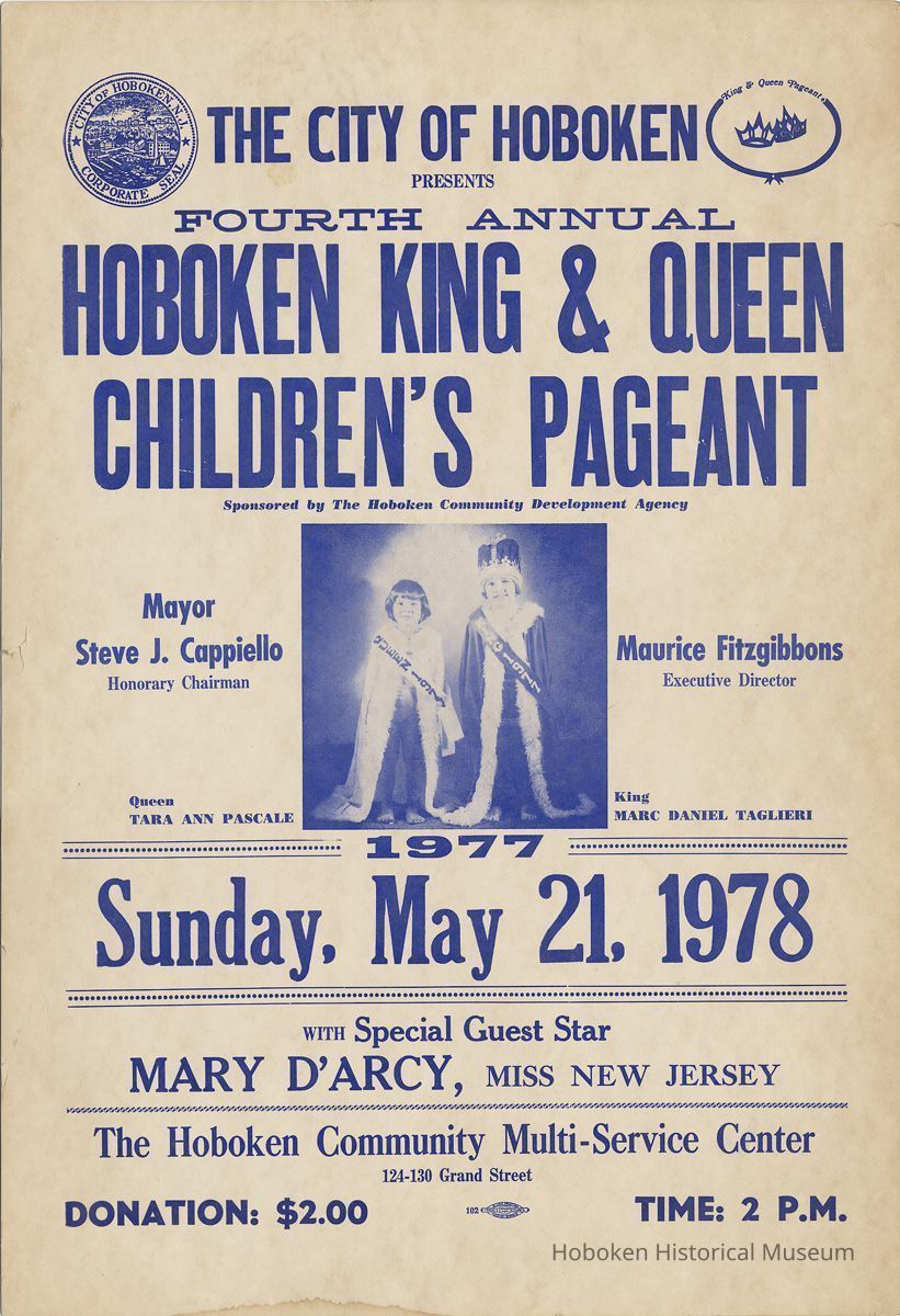 Poster for the Fourth Annual Hoboken King & Queen Children's Pageant, Hoboken, 1978. picture number 1