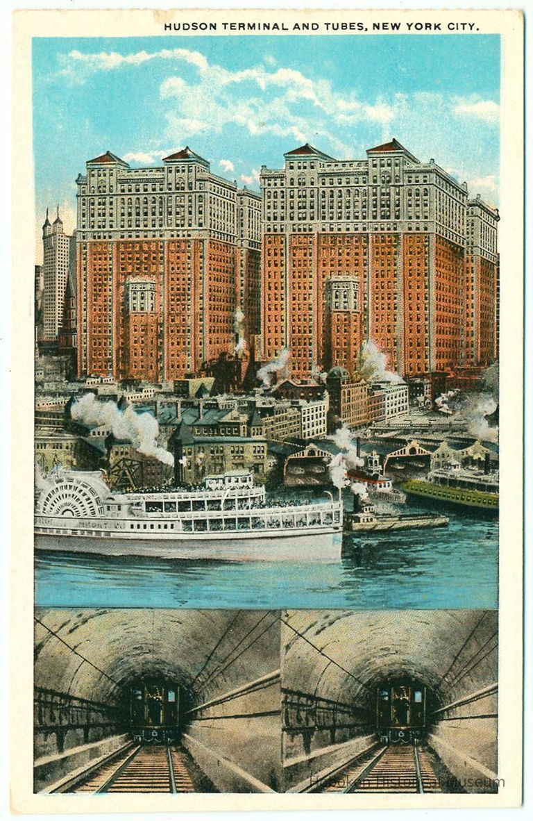 Digital image of Hudson & Manhattan R.R. postcard titled: Hudson Terminal and Tubes, New York City. No date, ca. 1910. picture number 1