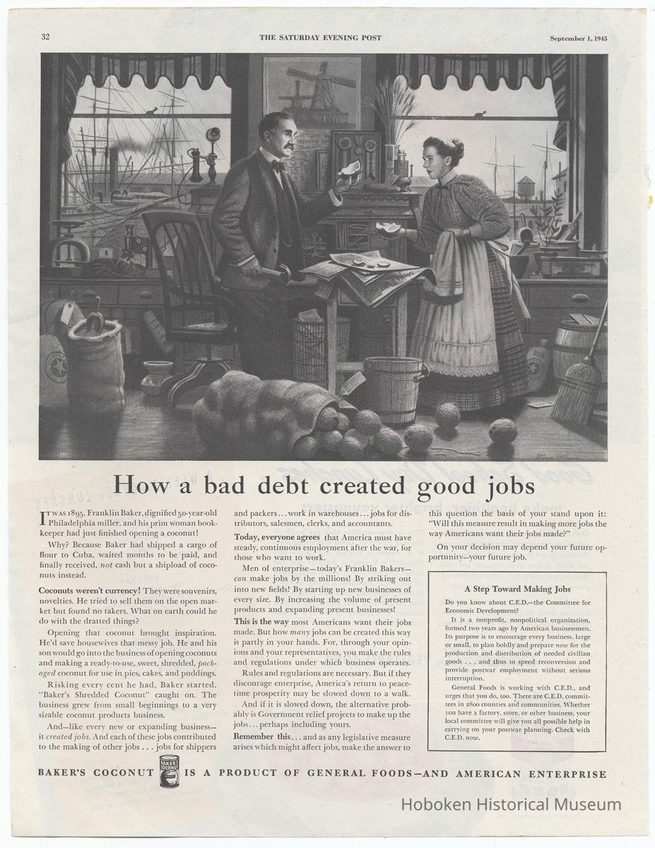 Baker's Coconut, Saturday Evening Post, Sept. 1, 1945