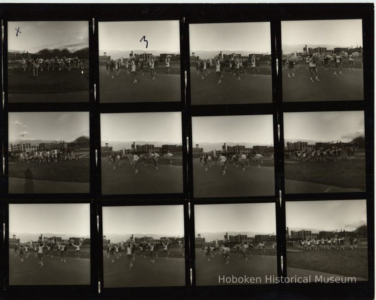 B+W negative contact sheet of images of Hoboken taken by John Conn. no date, [1976]. picture number 1