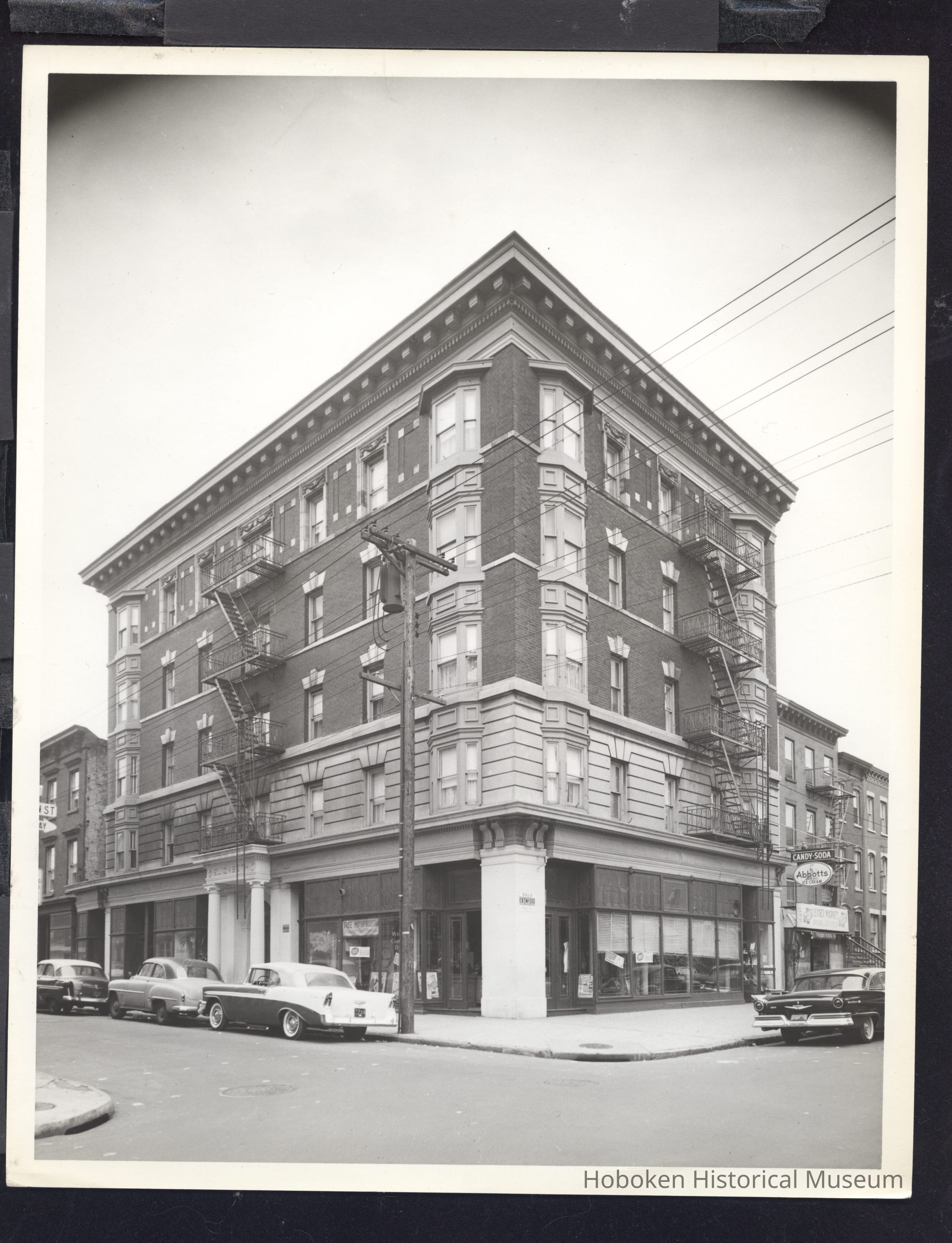 B&W photo of mixed-use apartment building at 245 Garden Street, Hoboken. picture number 1