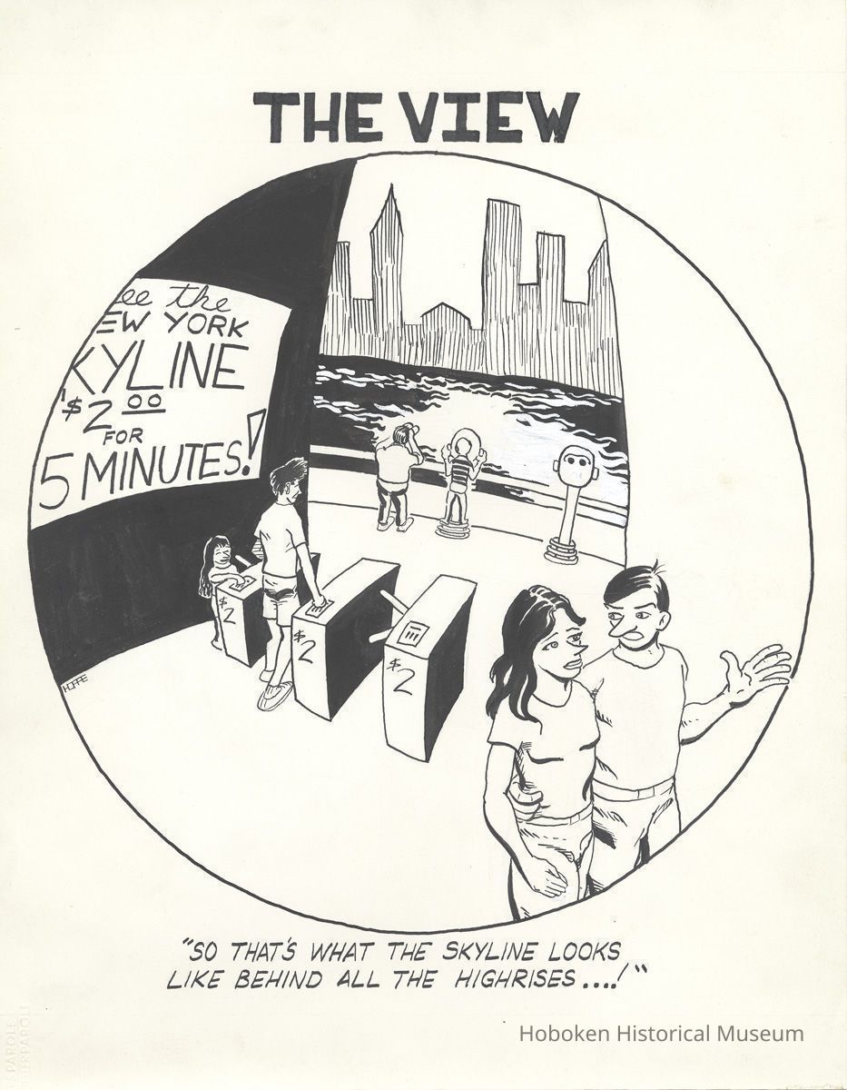 Pen-and-ink drawing: Condo Towers. Artist: Randy Hoppe, Hoboken, no date, circa 1990-1991. picture number 1