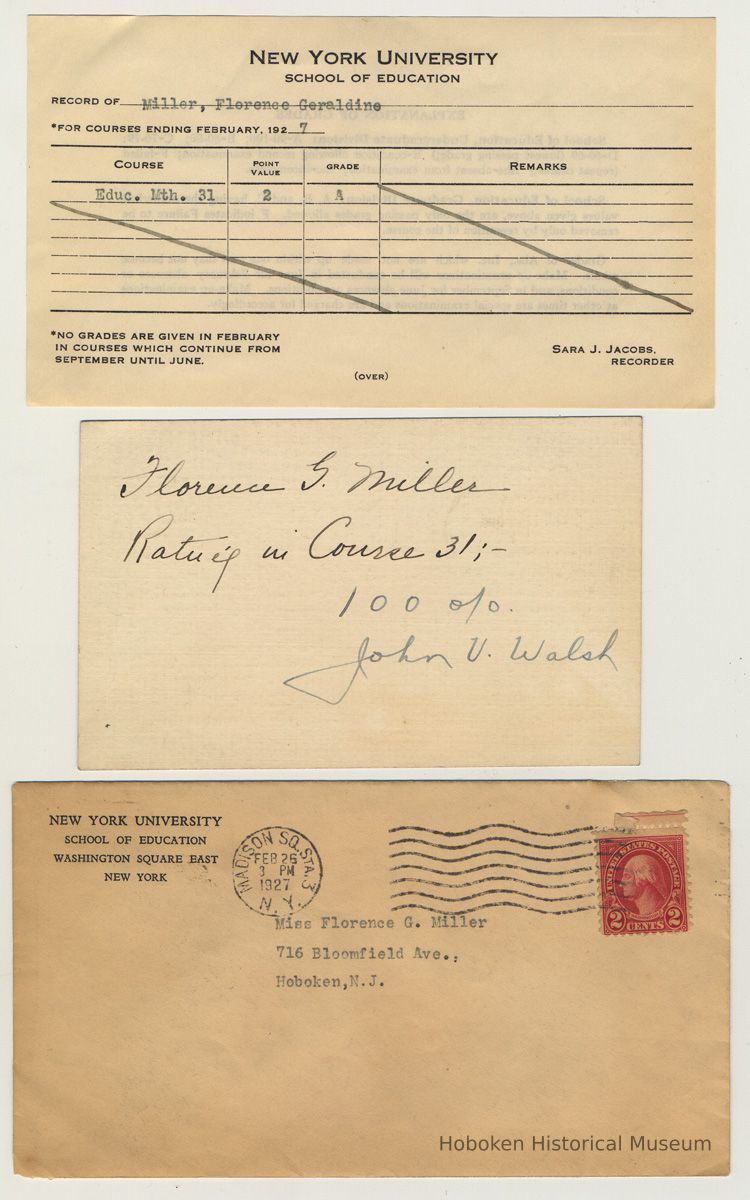 grade report form; instructor's rating card; envelope