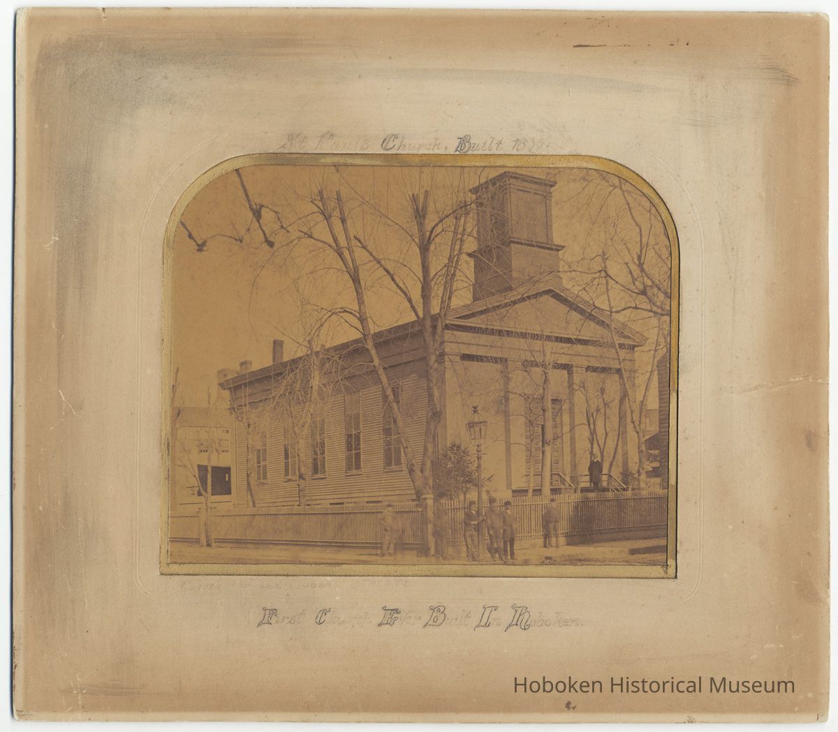 image with matte, enhanced; penciled captions on matte