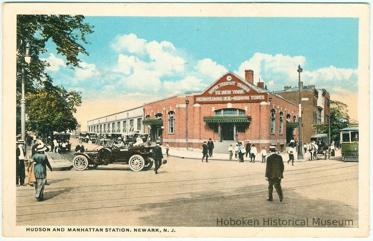 Digital image of Hudson & Manhattan R.R. postcard titled: Hudson and Manhattan Station, Newark, N.J. no date, ca. 1918. picture number 1