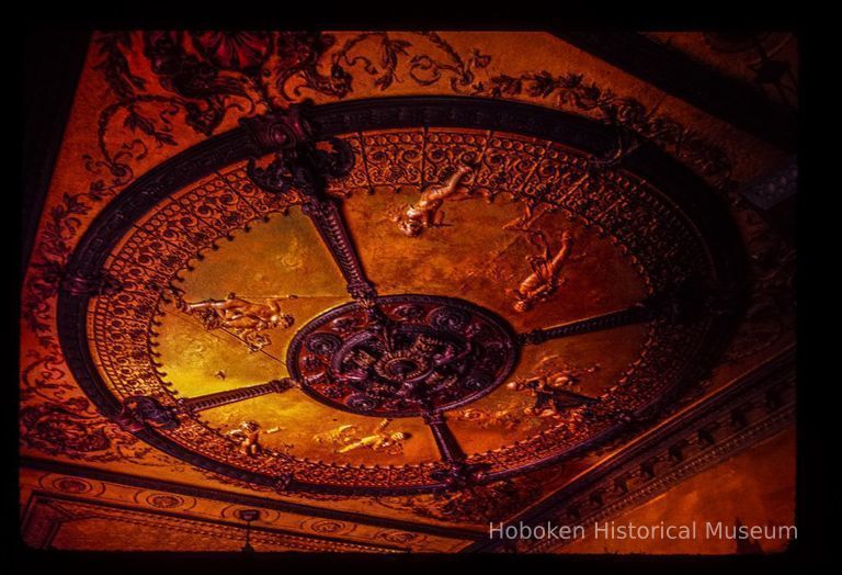 Color slide of close-up view of ornamental ceiling design in the Elysian Café at 1001 Washington picture number 1