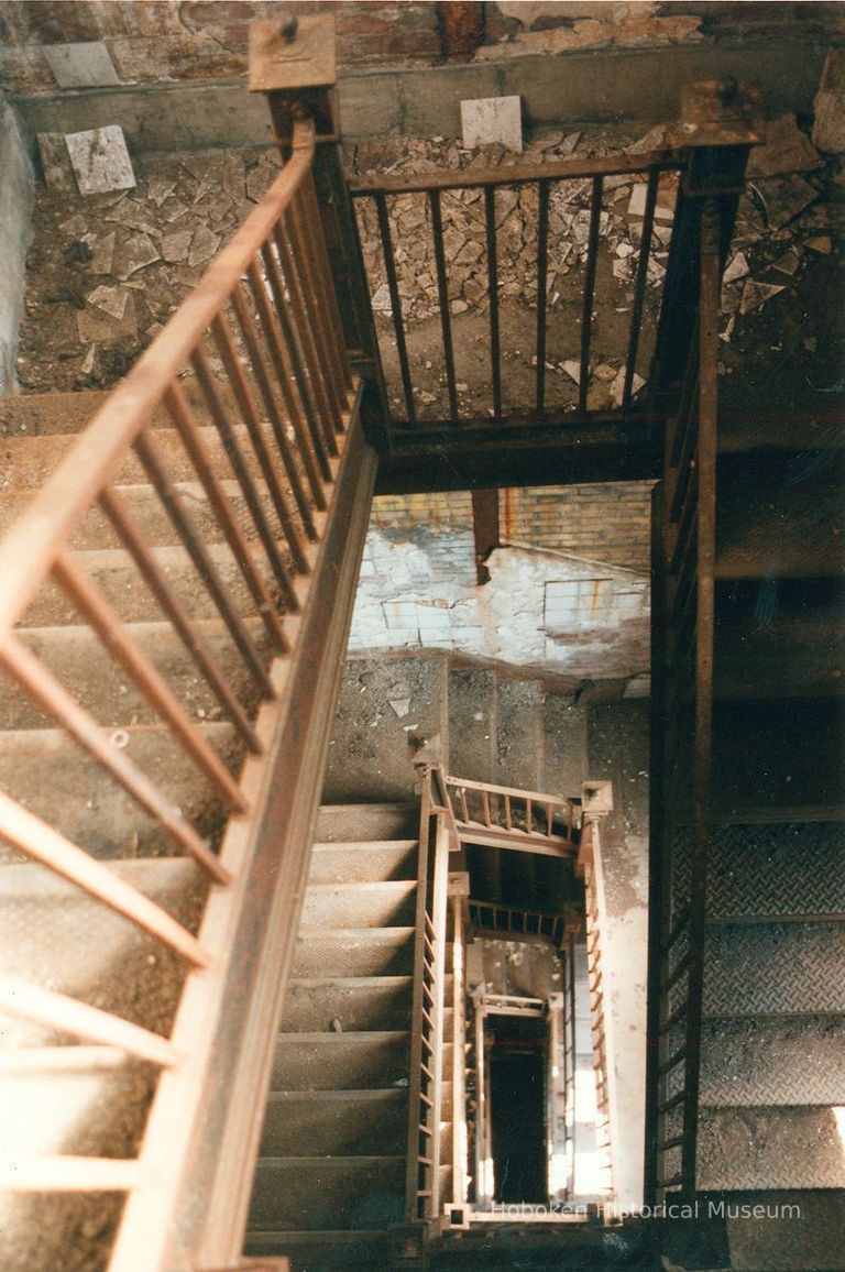 Digital image of color photo of the interior of the former Hudson & Manhattan Rail Road powerhouse, Jersey City, June, 2000. picture number 1