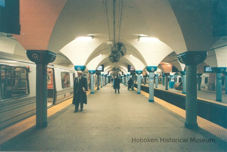 Digital image of color photo of the passenger platforms in the Hoboken PATH station, Nov., 1999. picture number 1