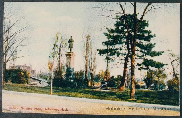 Hudson Square Park, Hoboken, N.J. postcard, copy print