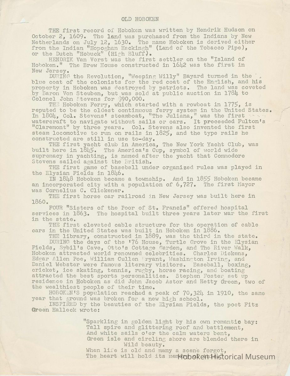 Single leaf typewritten 