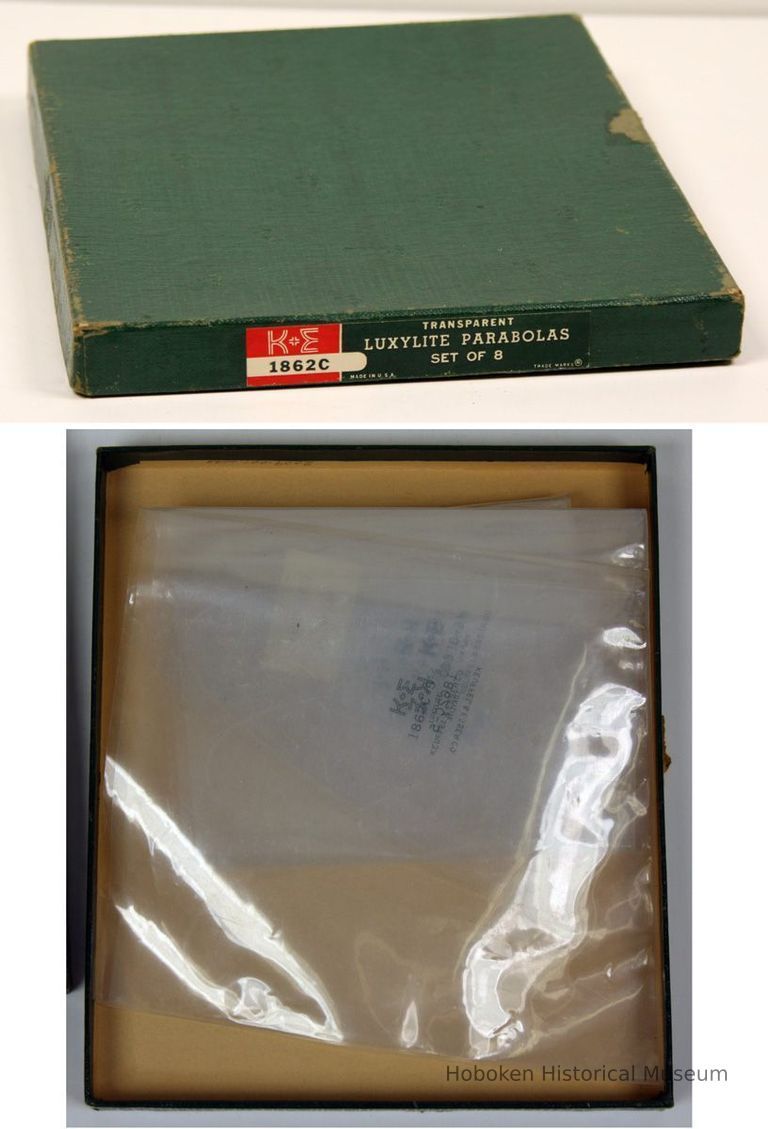 box with printed label; contents in pocket storage sleeve, folded