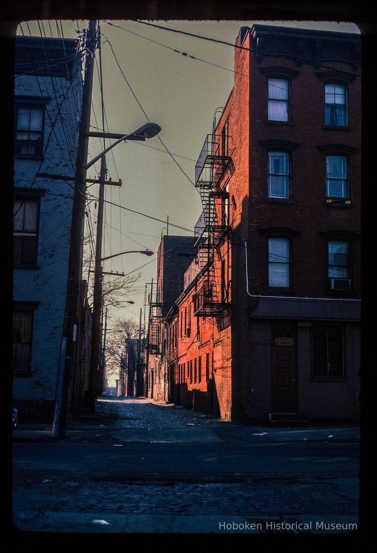 Color slide of eye-level view of Court Street looking S from 3rd picture number 1