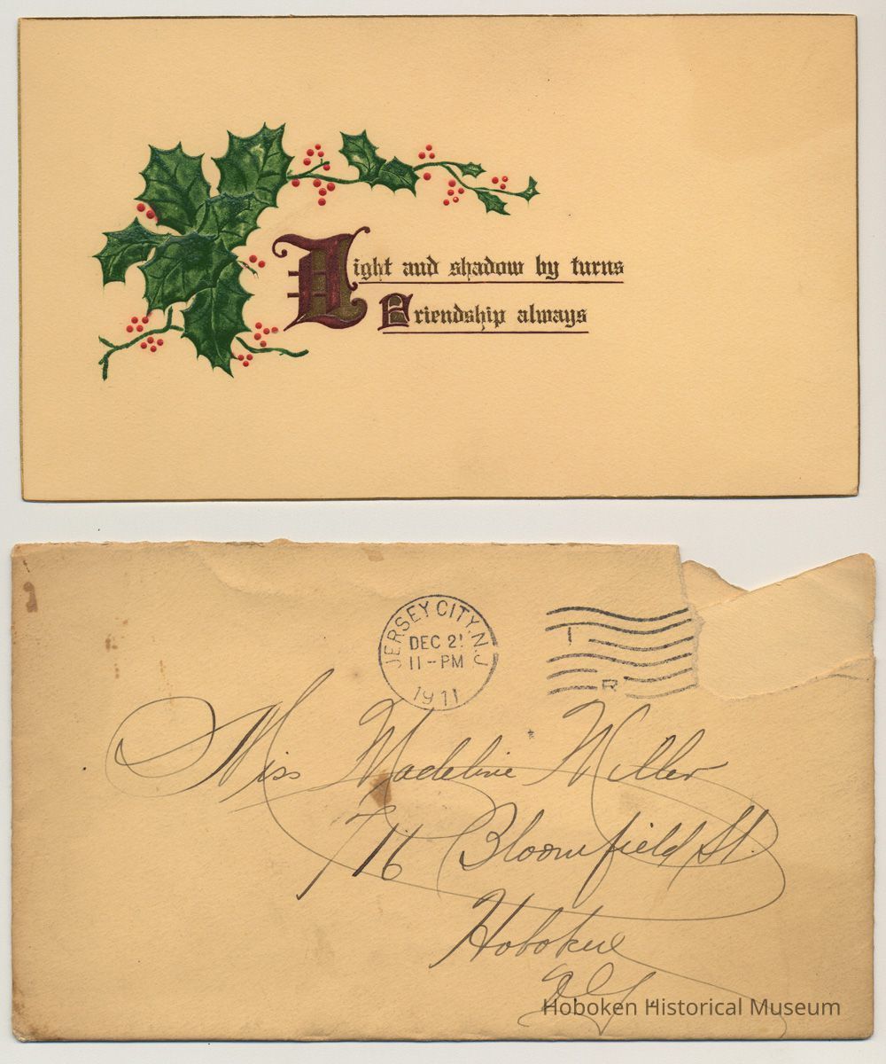 1: 1911 Christmas greeting card + envelope