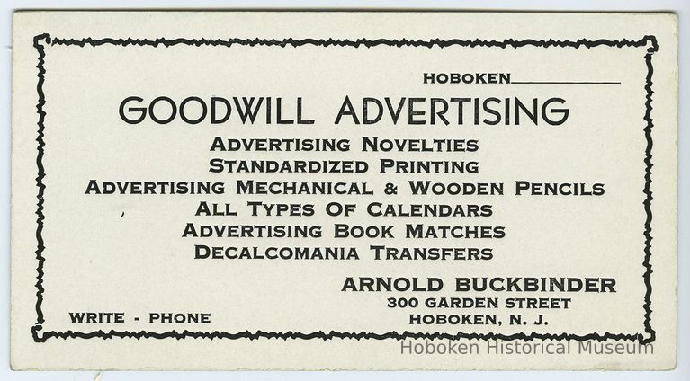 Goodwill Advertising; Arnold Buckbinder