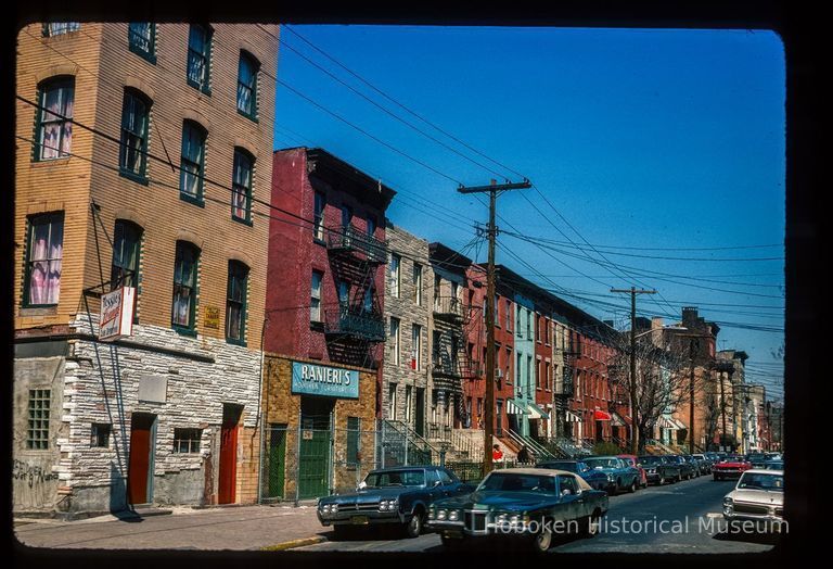 Color slide of eye-level view of row houses on the W side of Garden between 2nd & 3rd looking N picture number 1