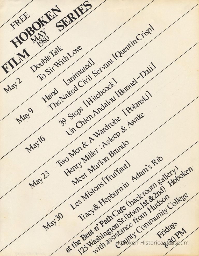 Handbill: Hoboken Film Series, May 1980. picture number 1