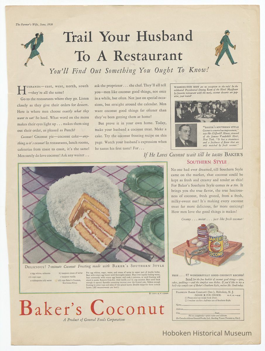 Baker's Coconut, The Farmer's Wife, June 1930