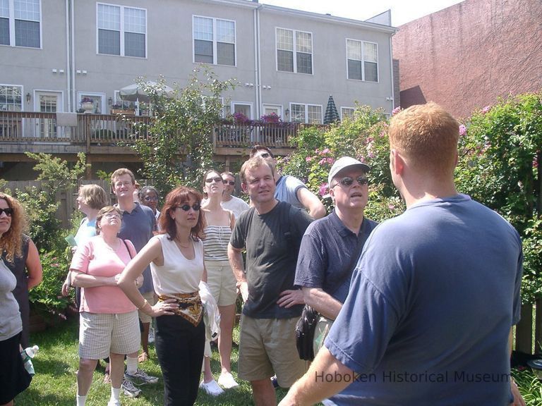 Digital color image of the gardens and people on the Secret Gardens Tour, Hoboken Historical Museum, Hoboken, June 9, 2002. picture number 1