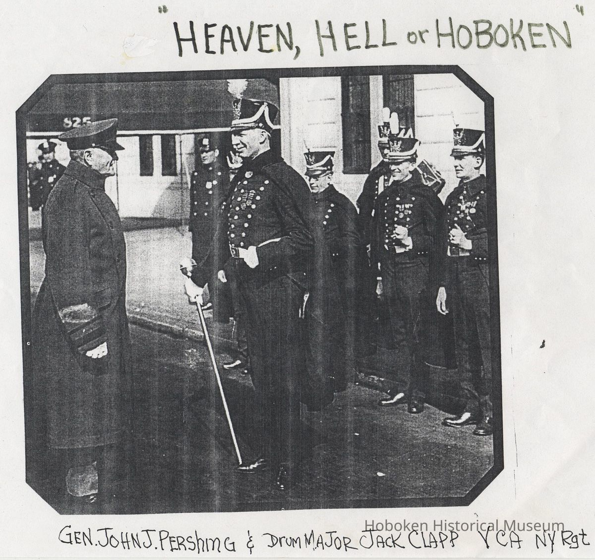 Single leaf with photocopied image of General John J. Pershing and Jack Clapp with caption by Hoboken resident Jack O' Brien. picture number 1