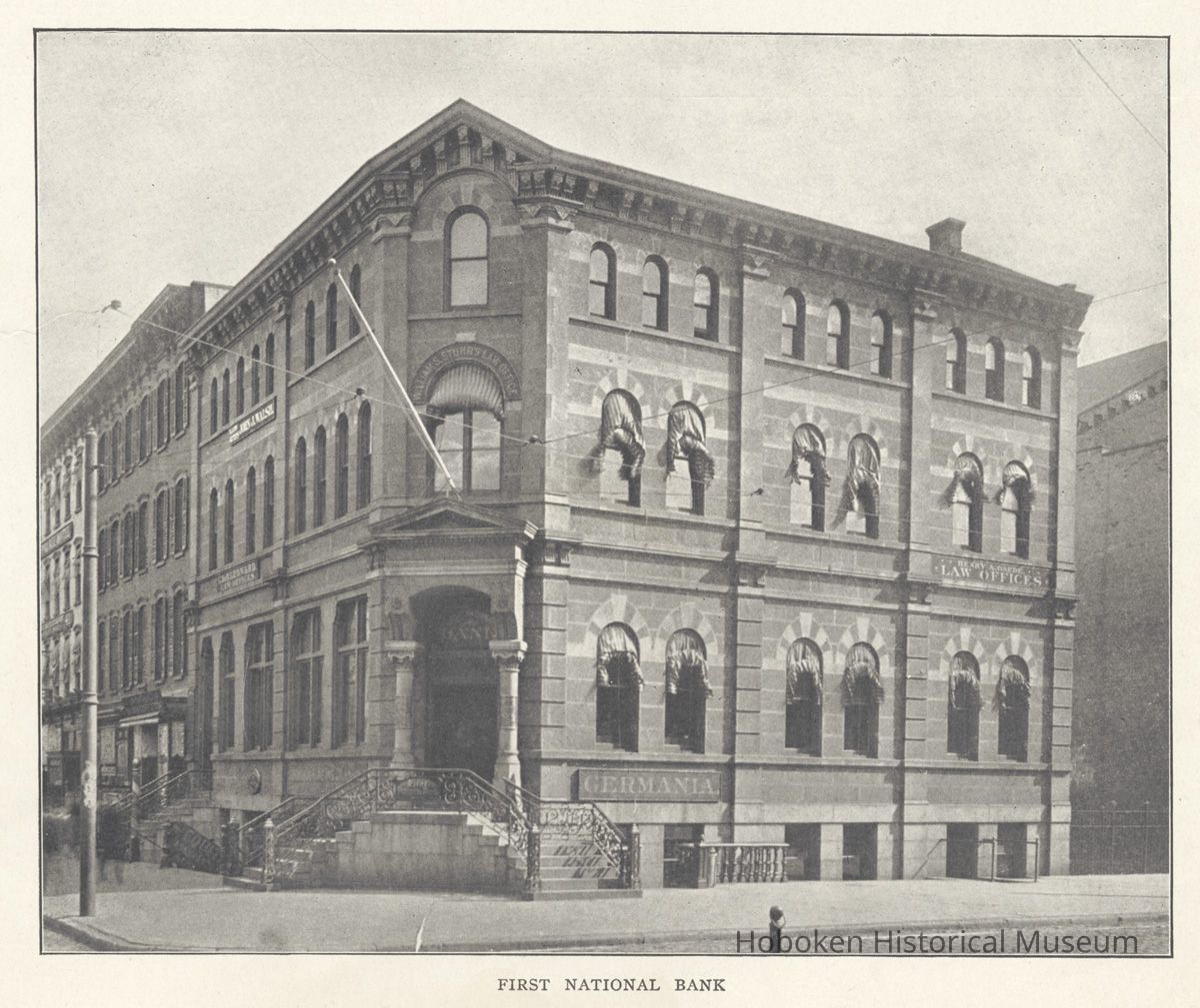 Printed B+W photograph of First National Bank, Hoboken, no date ca. 1900. picture number 1