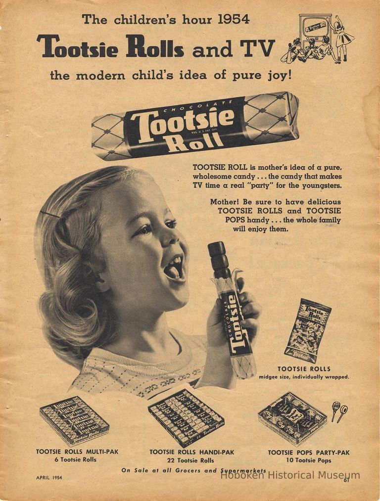 Tootsie Roll ad, Family Circle, April 1954