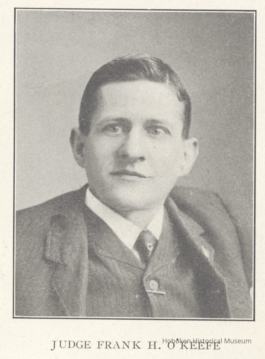 Printed B+W photograph of Frank H. O'Keefe, J.P., 61 First St., Hoboken, no date, ca. 1906-1908. picture number 1
