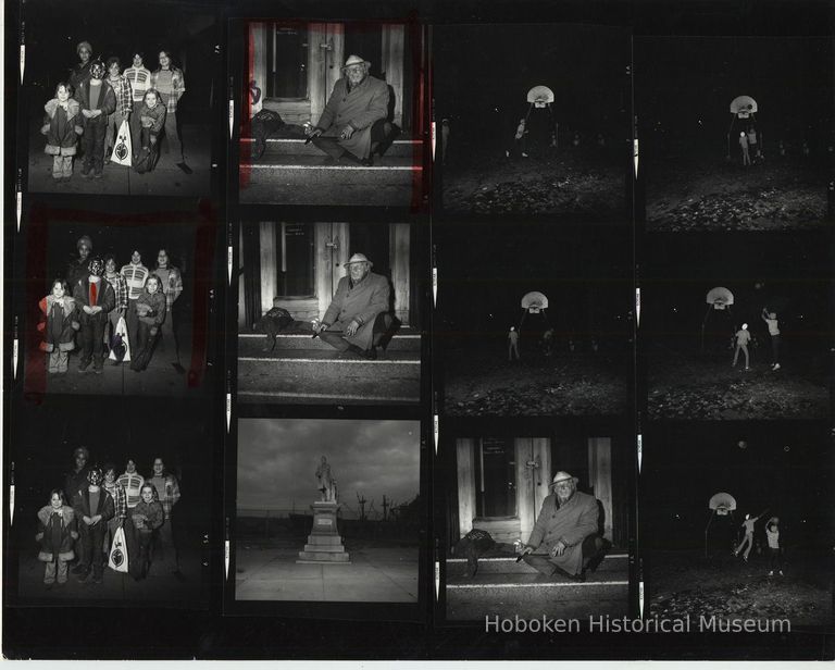 B+W negative contact sheet of images of Hoboken taken by John Conn. no date, [1976]. picture number 1