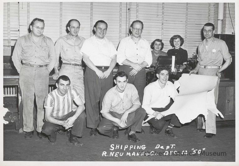 B+W photo of R. Neumann & Co. shipping department, Hoboken, December 12, 1950. picture number 1