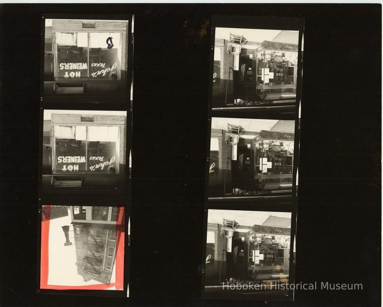 B+W negative contact sheet of images of Hoboken taken by John Conn. no date, [1976]. picture number 1