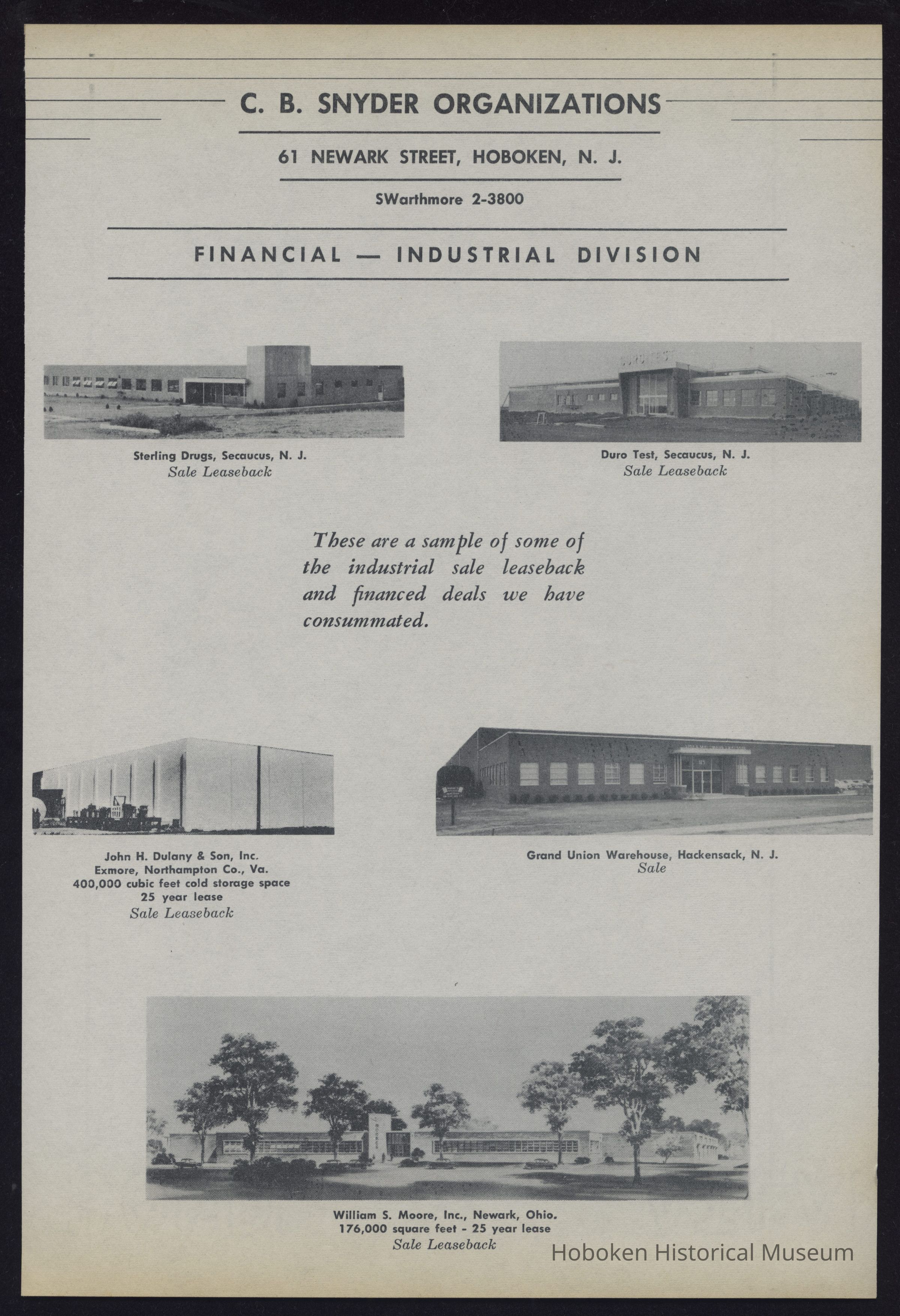 Advertising flier of industrial sale leaseback and financed deals. picture number 1