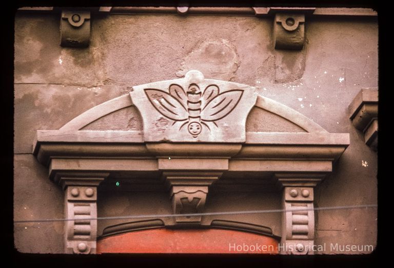 Color slide of close-up view of portico pediment at 1136 Garden between 11th and 12th picture number 1